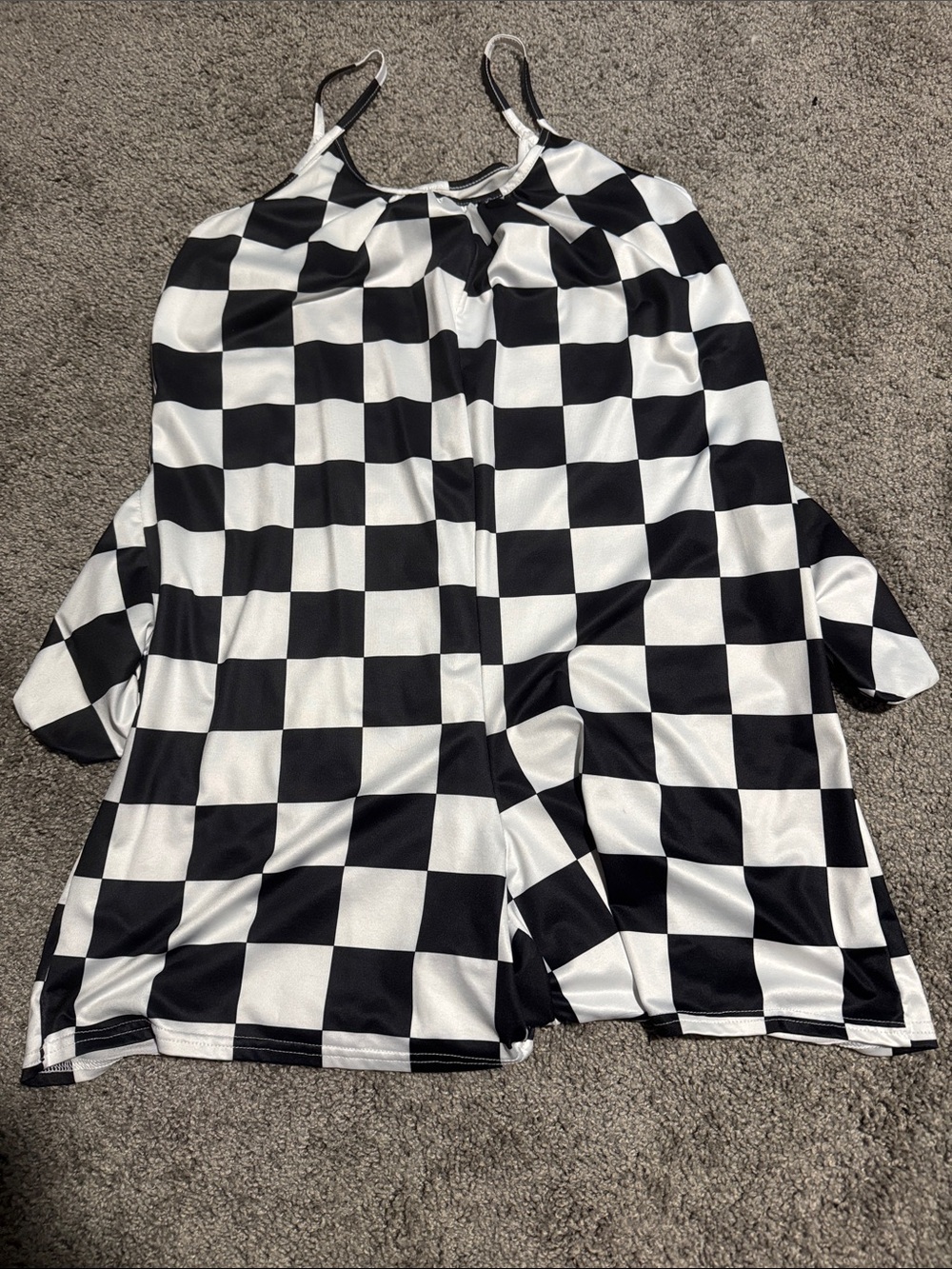 Black & White Checkerboard Slip Dress